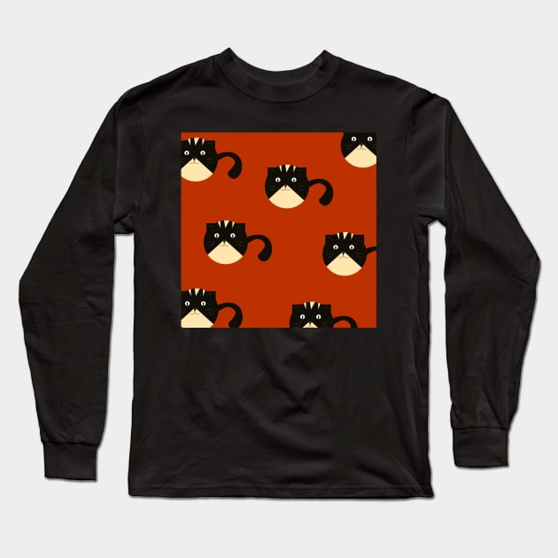 cat pattern Long Sleeve T-Shirt by monika27